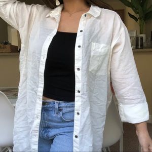 Caslon Cream Button Up Oversized Boyfriend Shirt